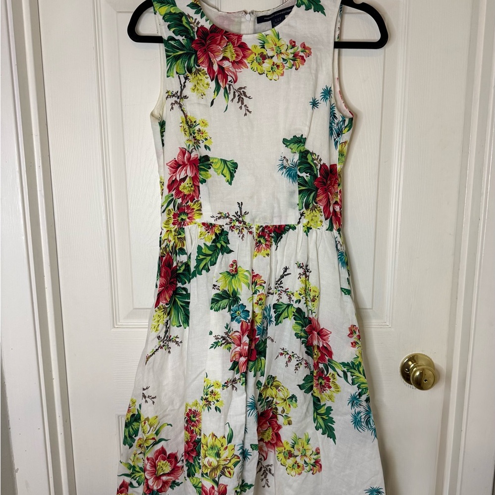 French Connection White Floral Midi Dress - Picture 2 of 4